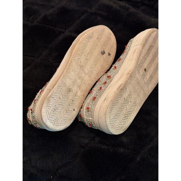 betsey Johnson rhinestone crystal cherry cherries fashion sneakers shoes flats - Picture 7 of 8